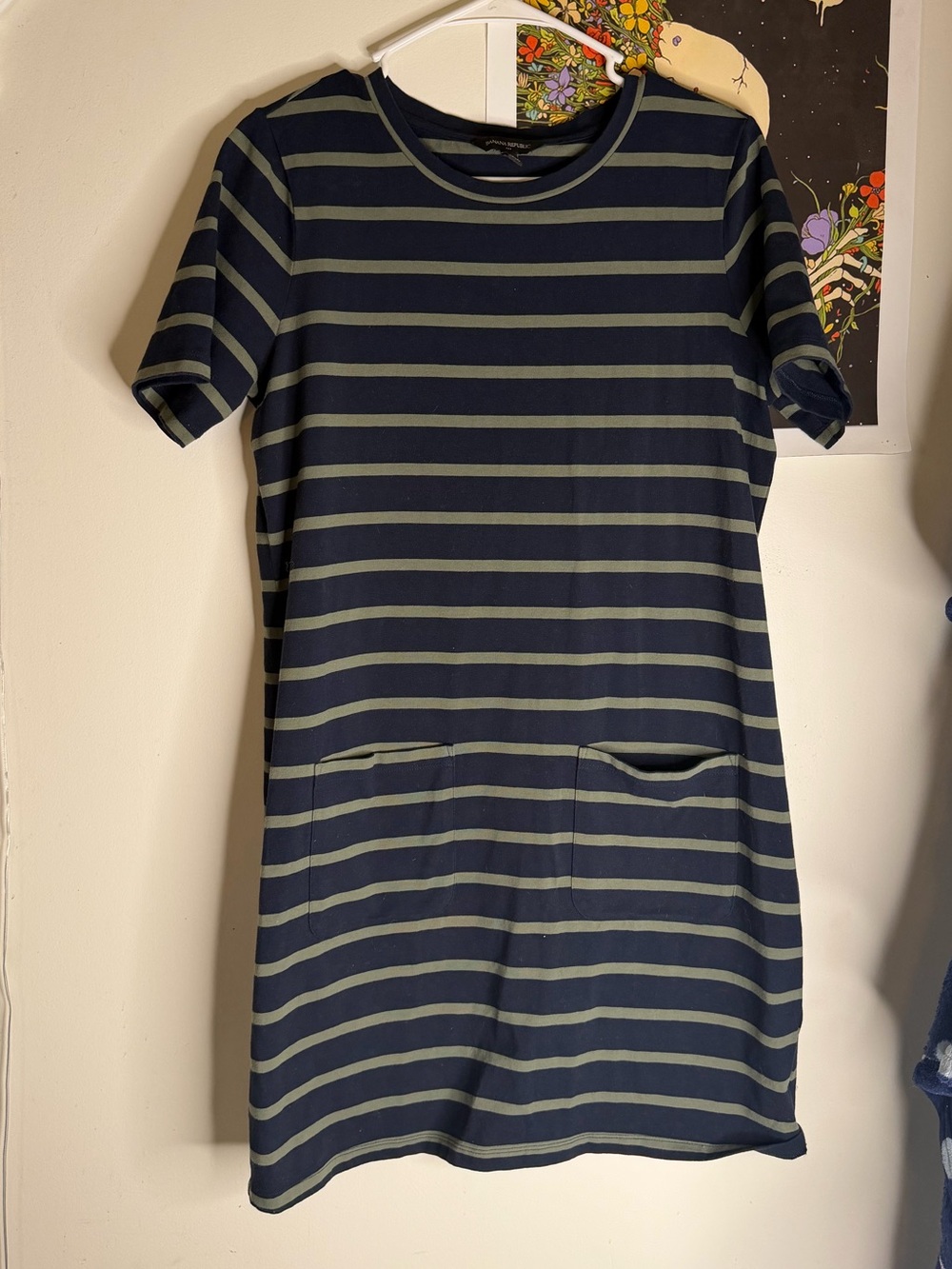 Banana Republic Navy and Olive Striped Dress